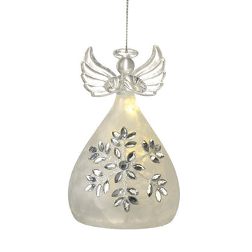 GLASS LIGHT UP ANGEL DECORATION