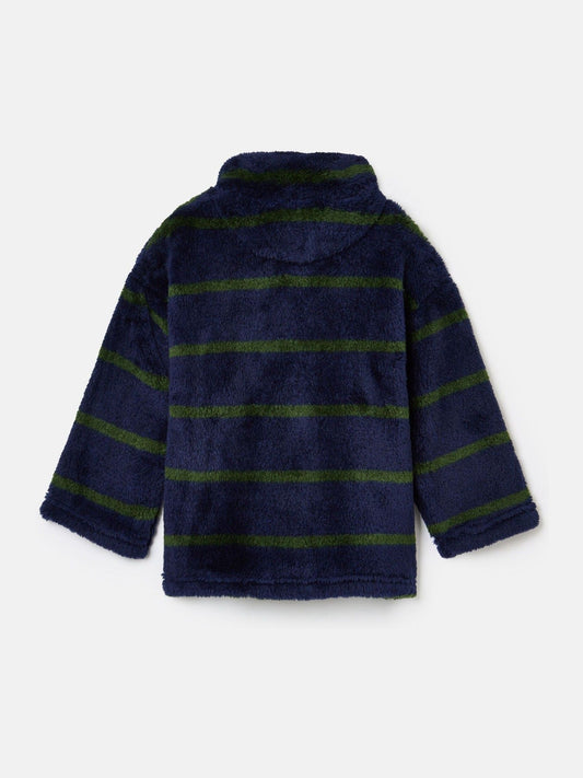 Woozle Navy & Green Stripe Half Zip Borg Fleece