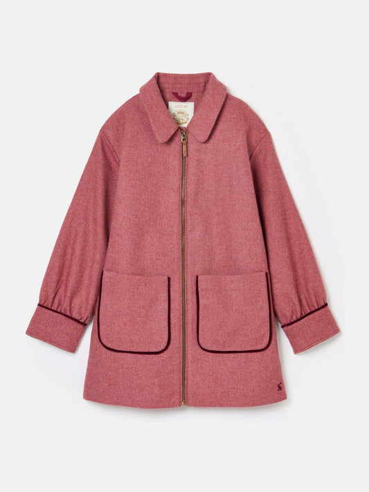 Dorothea Pink Herringbone Tweed Coat