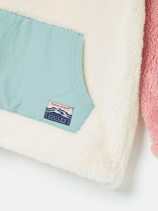 Kids' Always Cosy Cream Colourblock Quarter Zip Borg Fleece