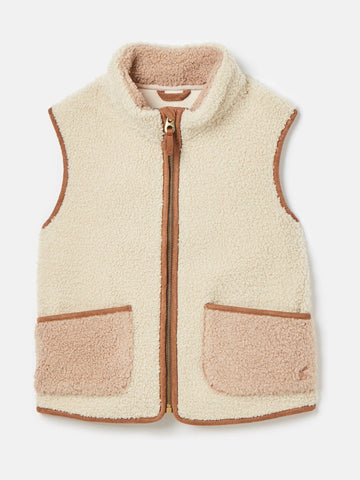 Sadie Cream & Natural Borg Fleece Gilet