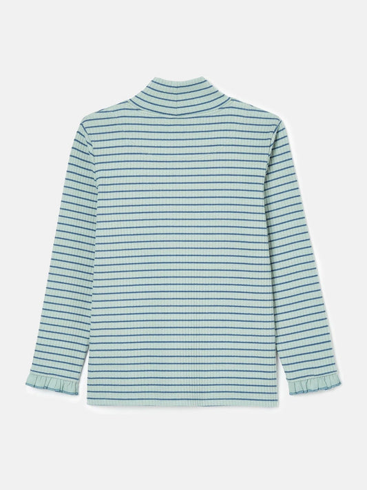 Faye Blue Stripe High Neck Rib Top