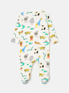 Razamataz Cream Zoo Print Cotton Babygrow