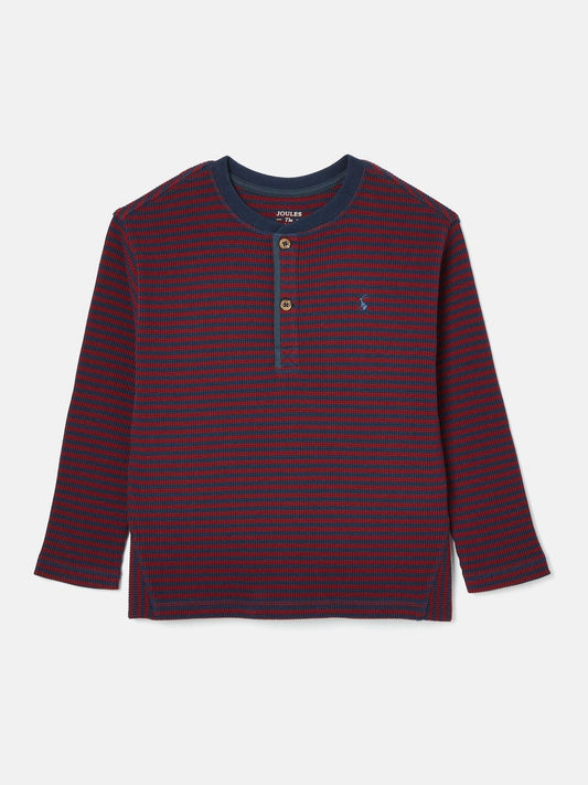 Arthur Berry Red & Navy Stripe Henley Top