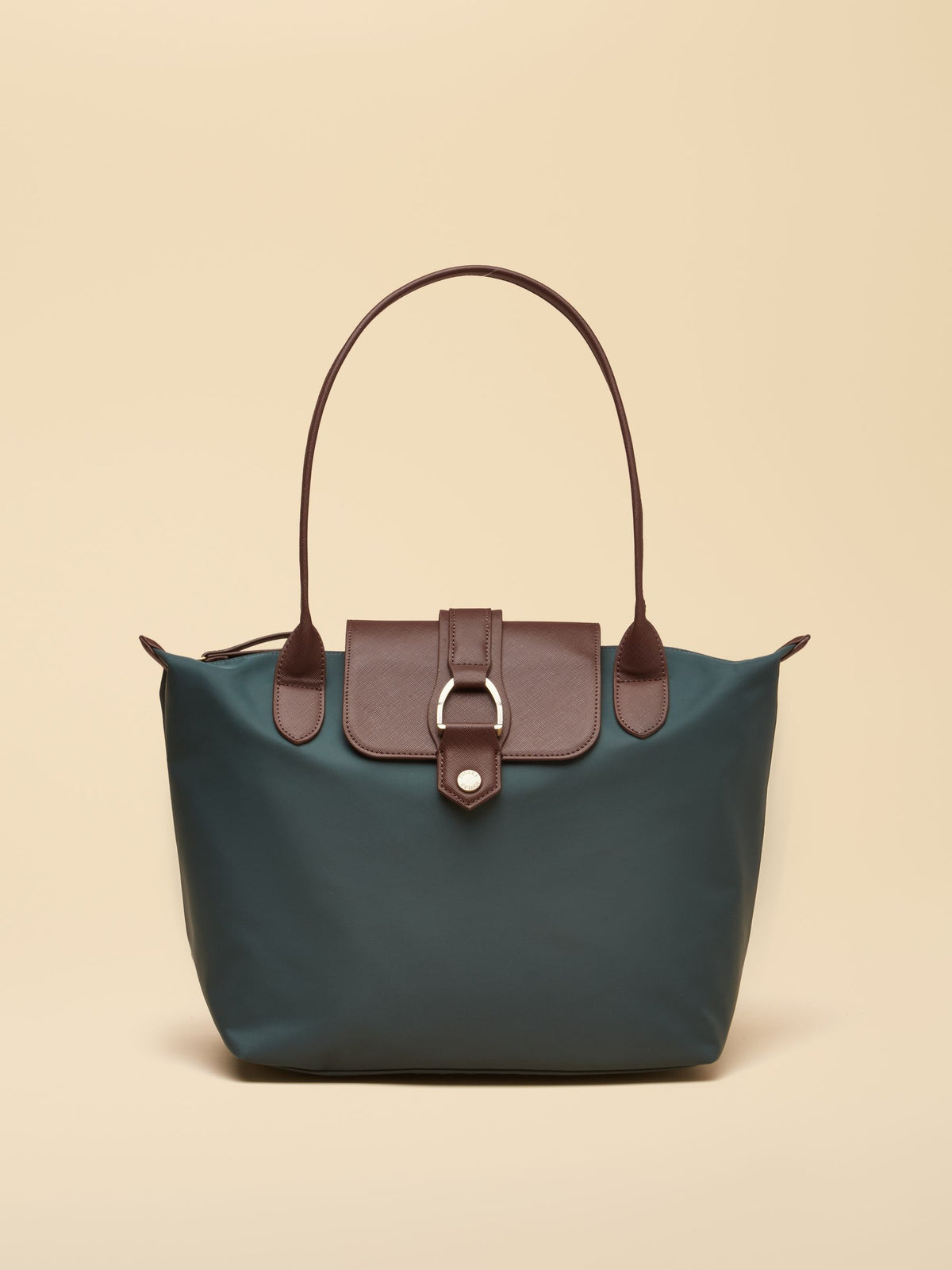 Edie Zip Top Shopper Bag - Bottle Green