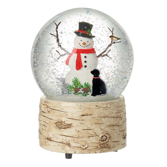 SNOWMAN WITH DOG & CAT SNOWGLOBE