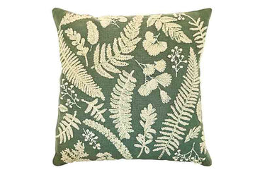 Embroidered kew cushion eucalyptus