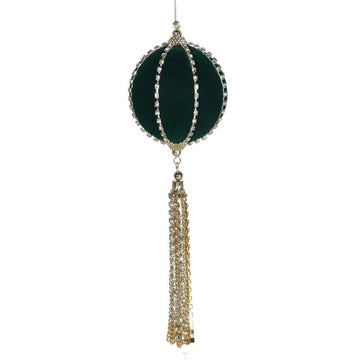 Emerald Diamante Tassel Bauble