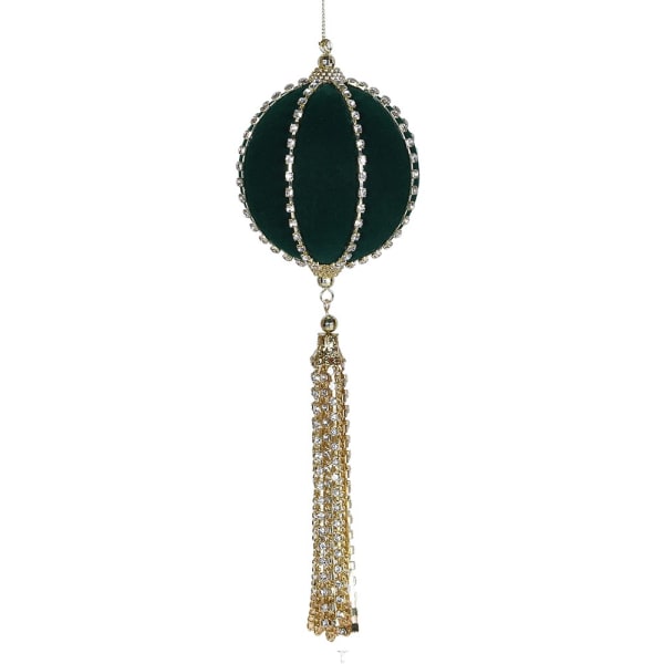 Emerald Diamante Tassel Bauble