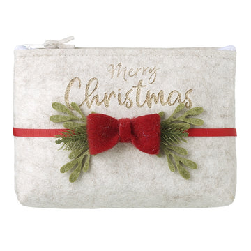 Merry Christmas Purse With Red Bow Lrg