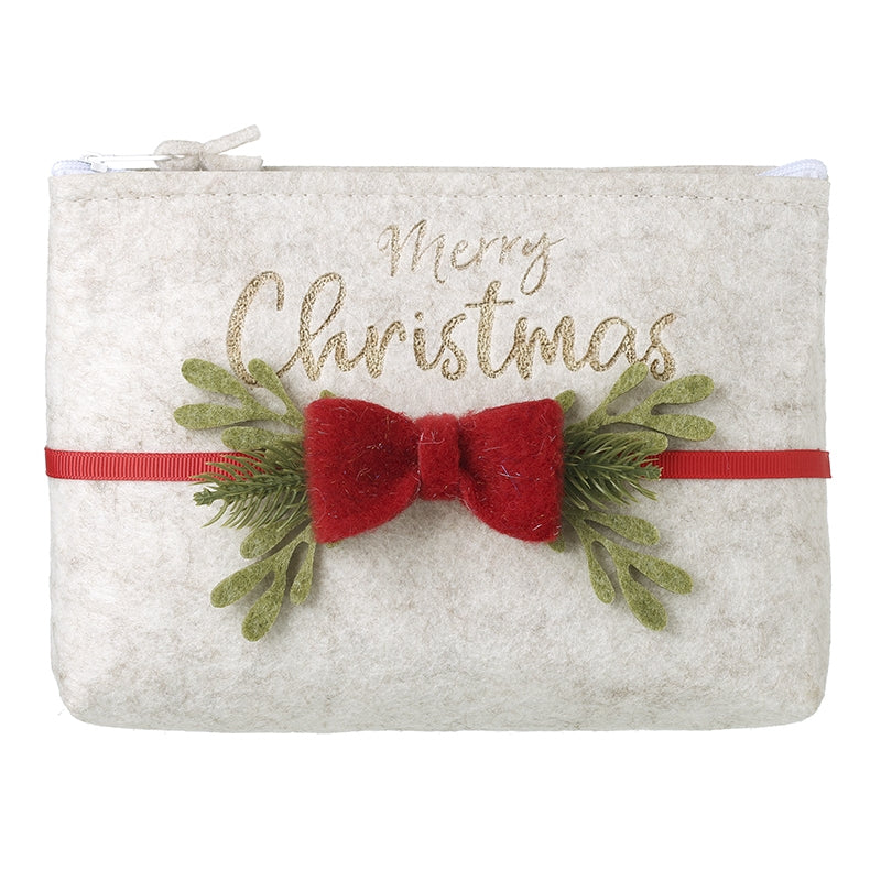 Merry Christmas Purse With Red Bow Lrg