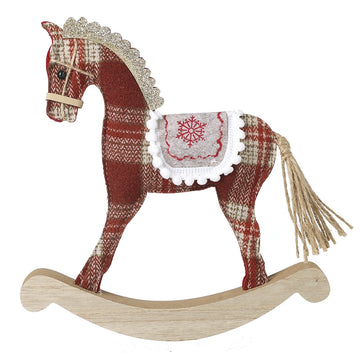 Red Tartan Wooden Rocking Horse