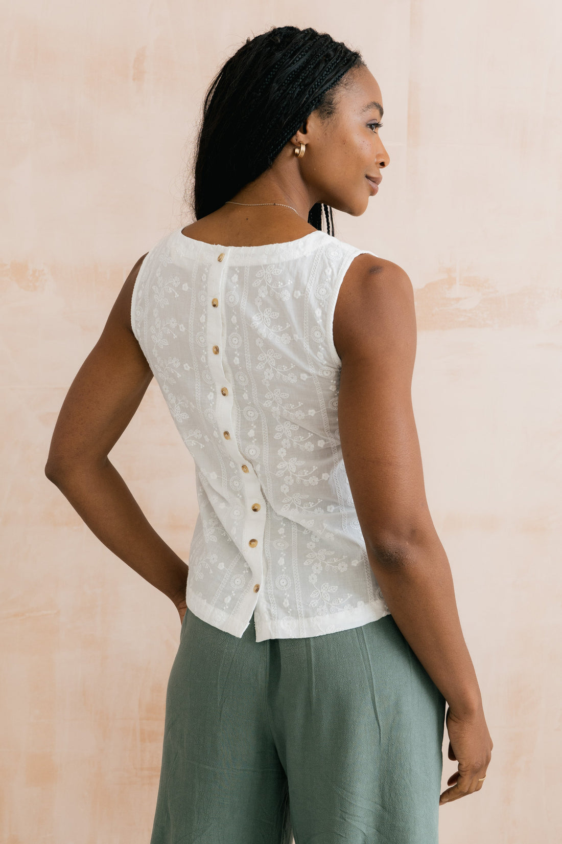 Alicia Vest Embroidered White
