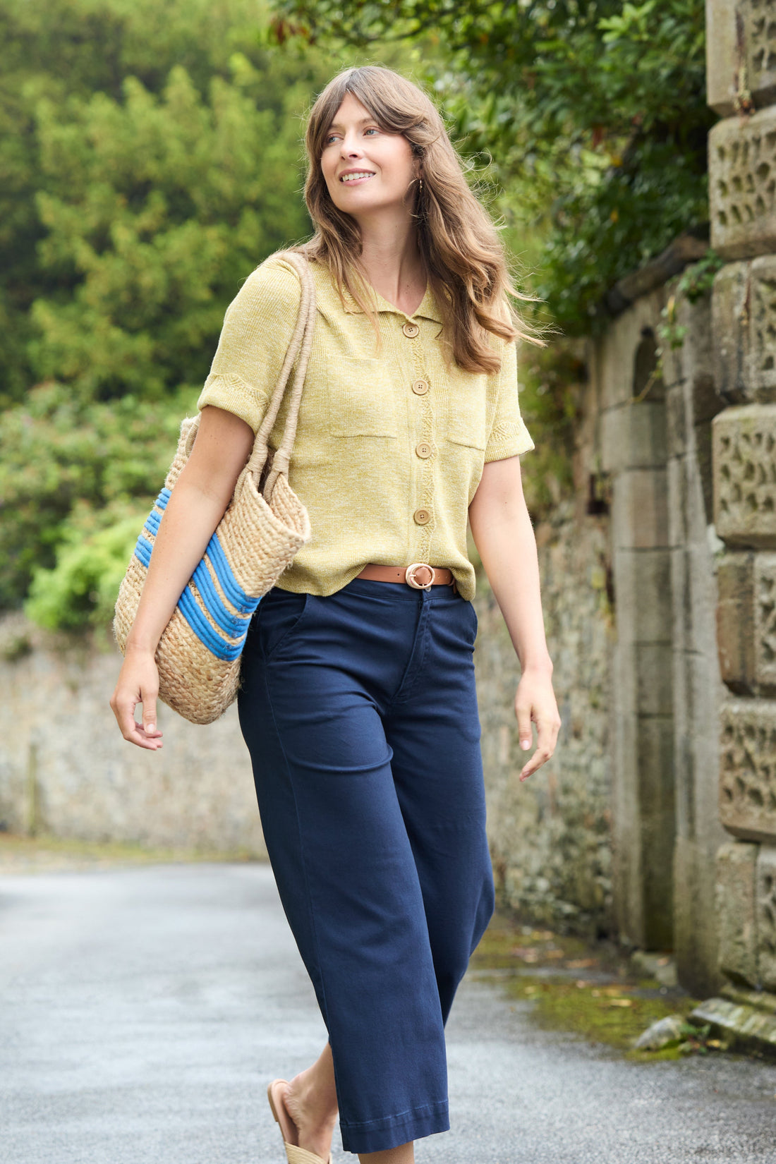 Isla Crop Trousers Plain Twill Navy