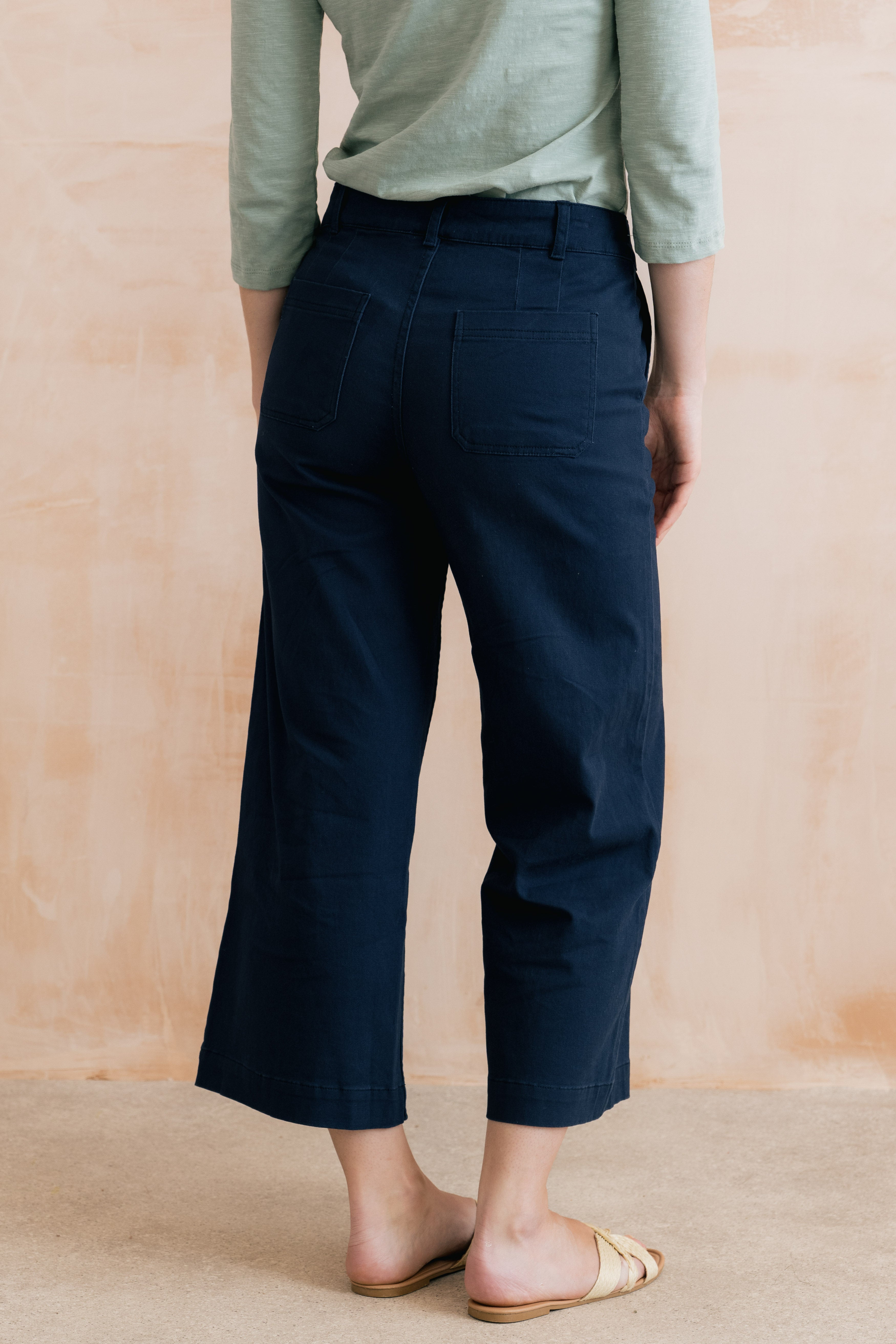 Isla Crop Trousers Plain Twill Navy
