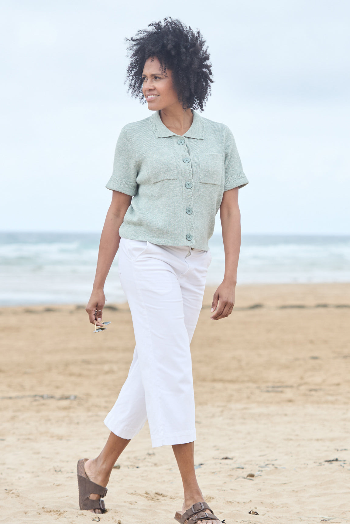 Isla Crop Trousers Plain Twill White