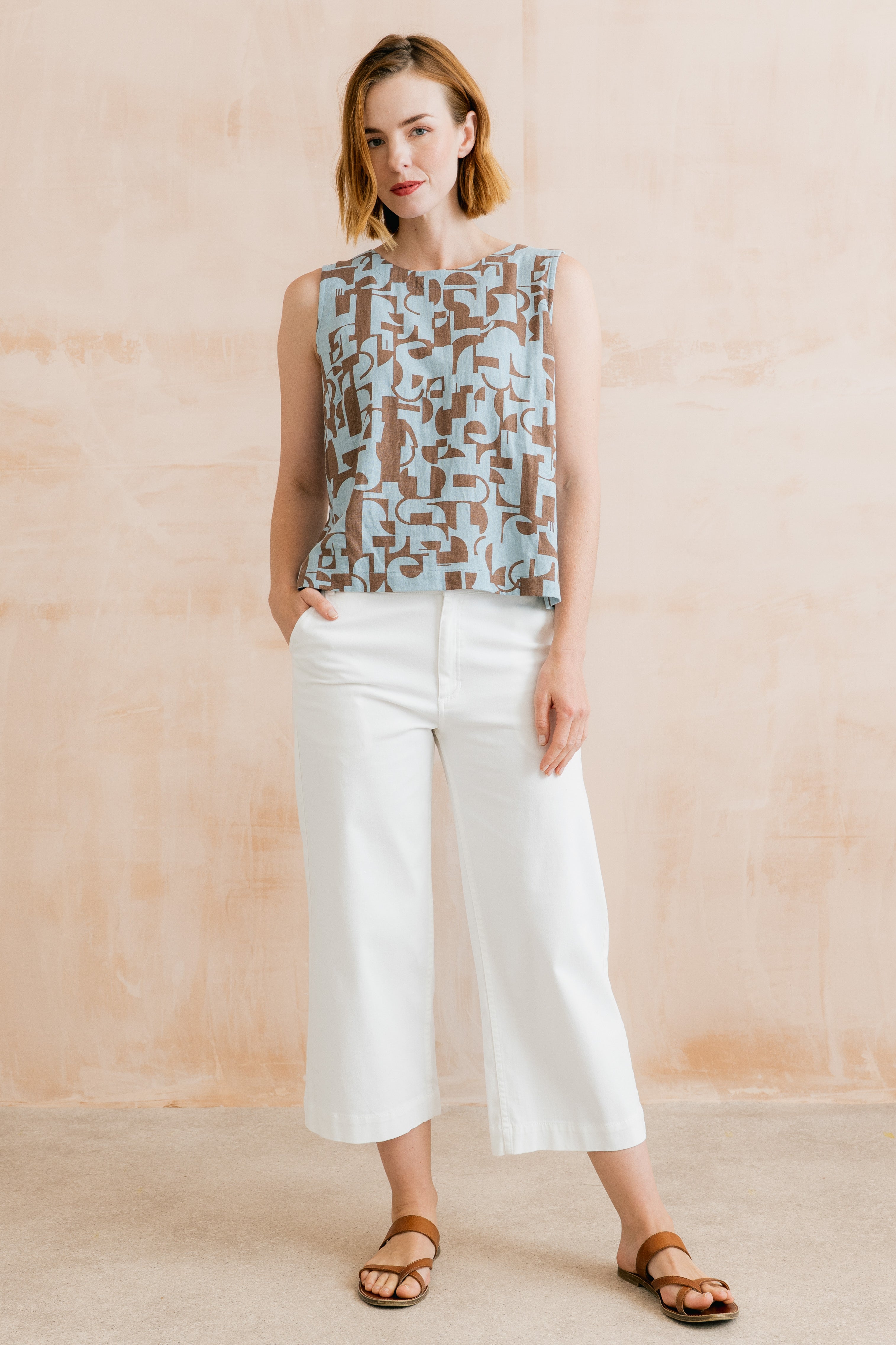Isla Crop Trousers Plain Twill White