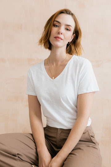 Victoria T-Shirt Plain Organic Cotton Slub White