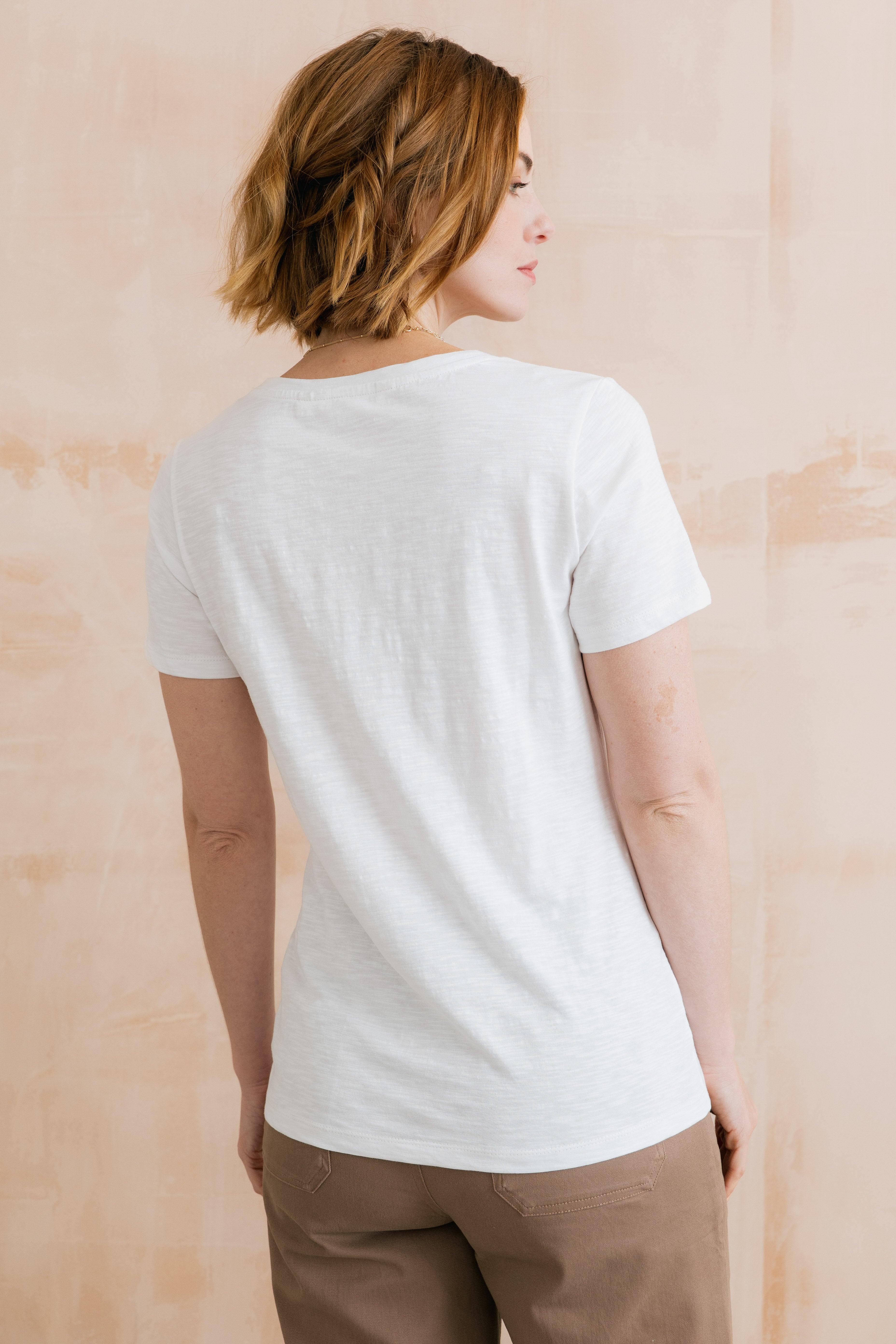Victoria T-Shirt Plain Organic Cotton Slub White