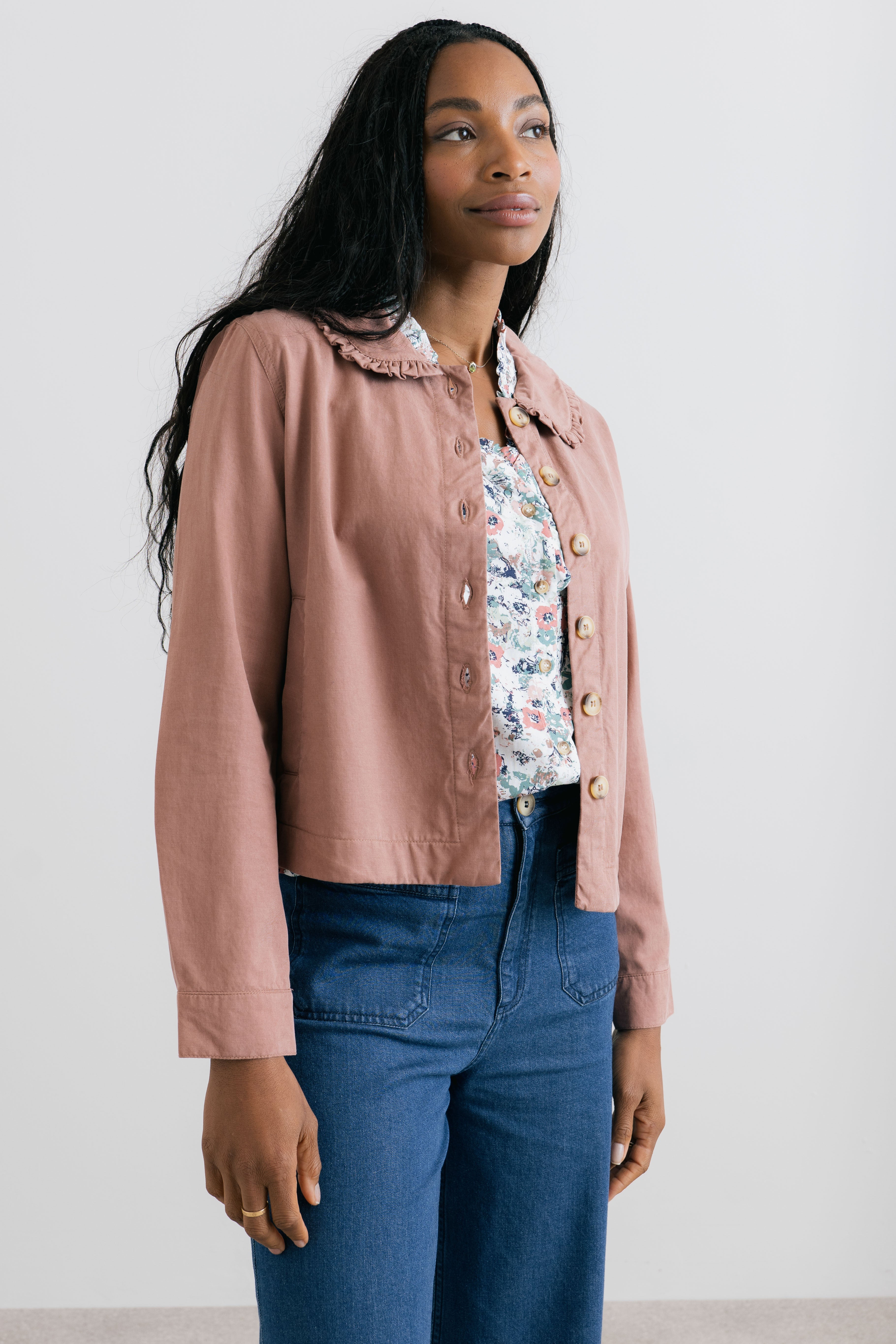 Rebecca Jacket Plain Twill Tencel Antique Pink