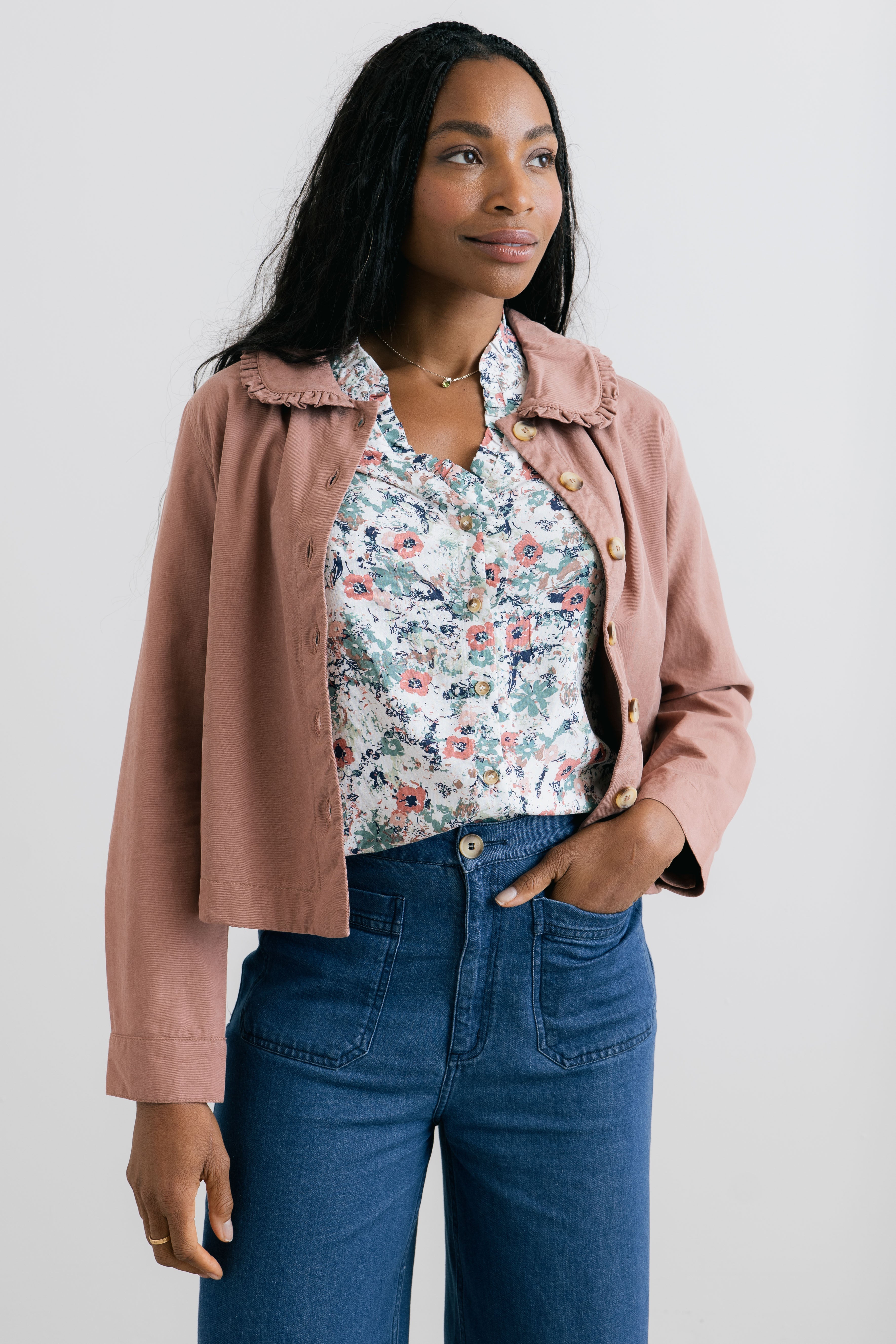Rebecca Jacket Plain Twill Tencel Antique Pink