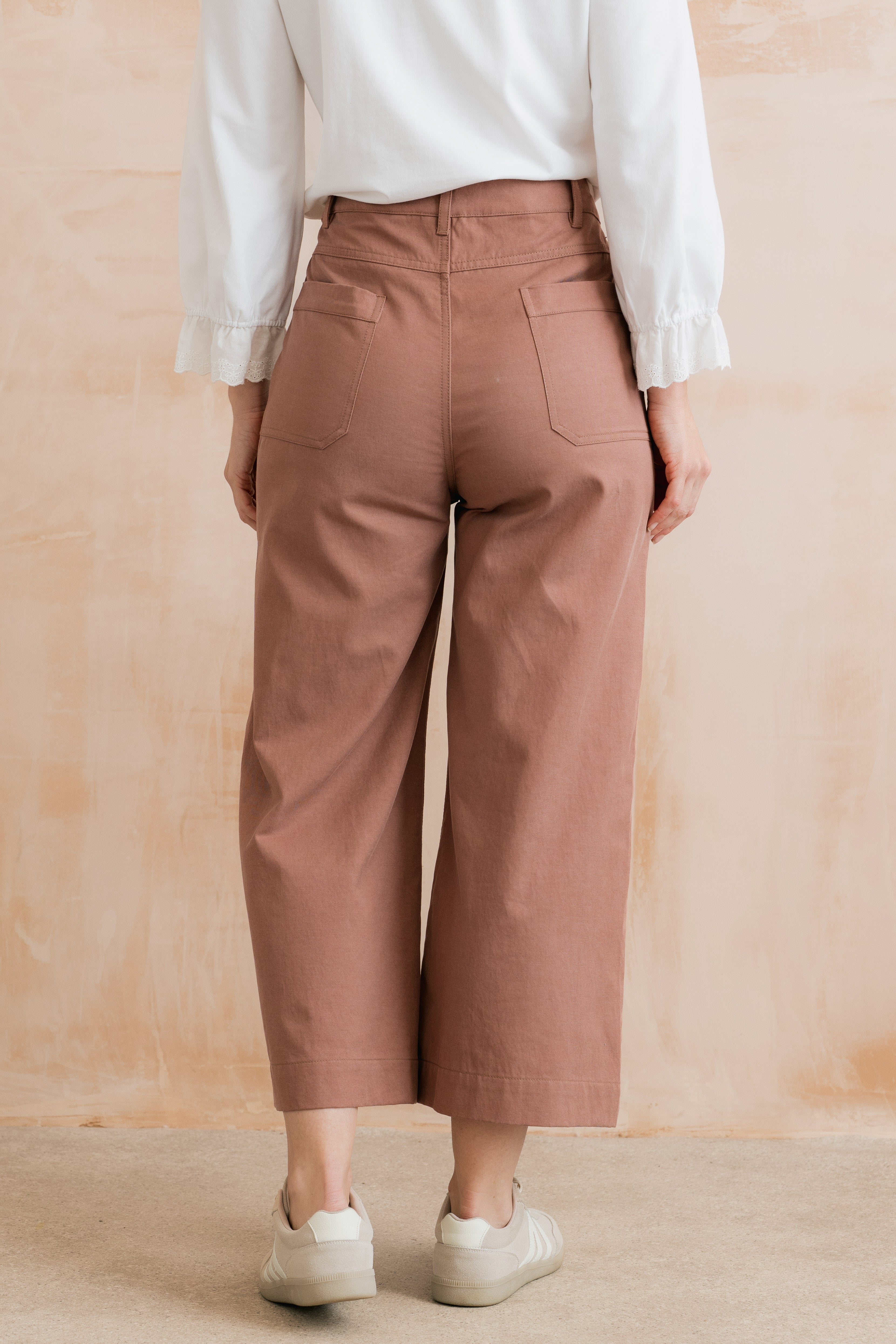 Amelia Crop Trousers Plain Twill Tencel Antique Pink