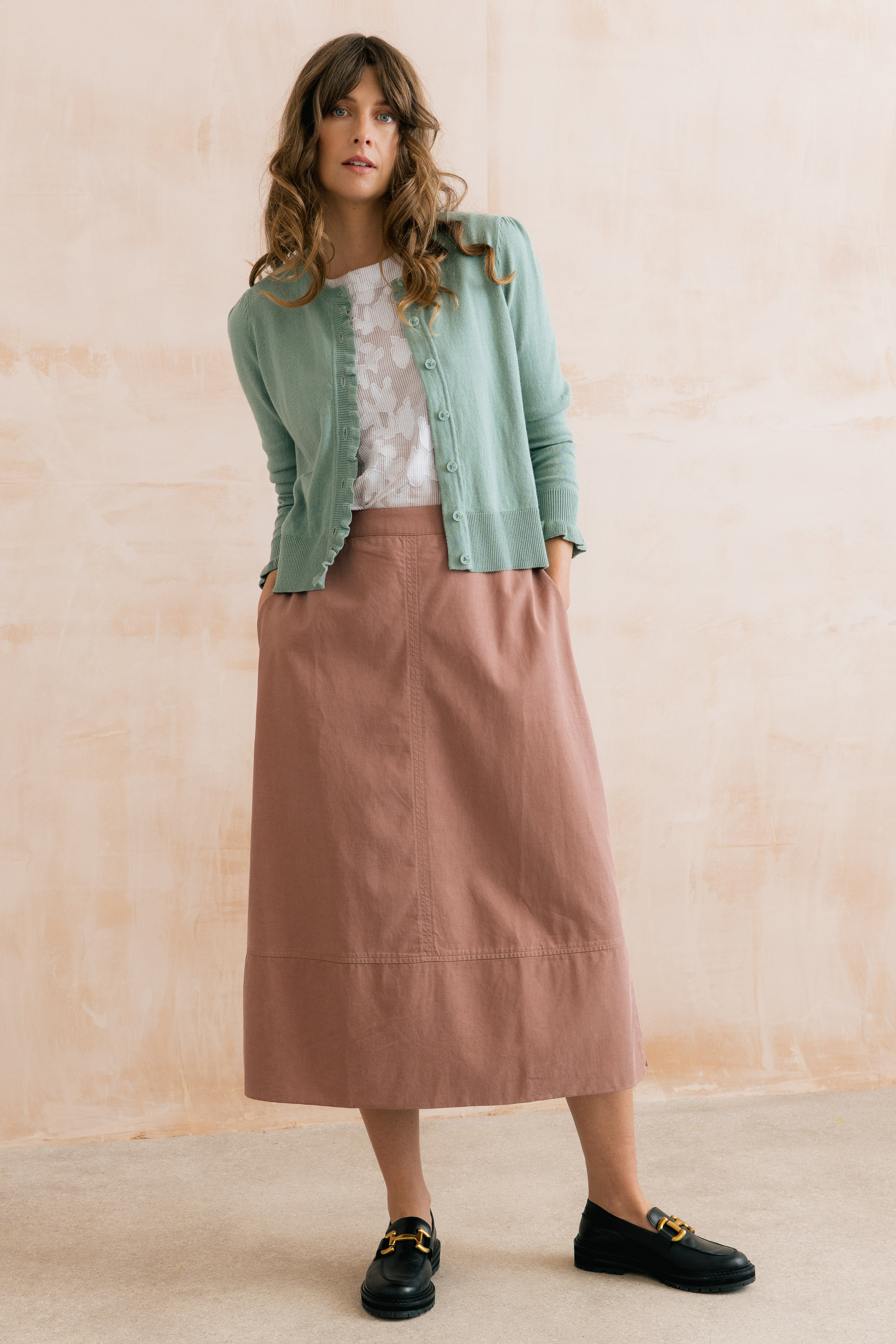 Estuary Skirt Plain Twill Tencel Antique Pink