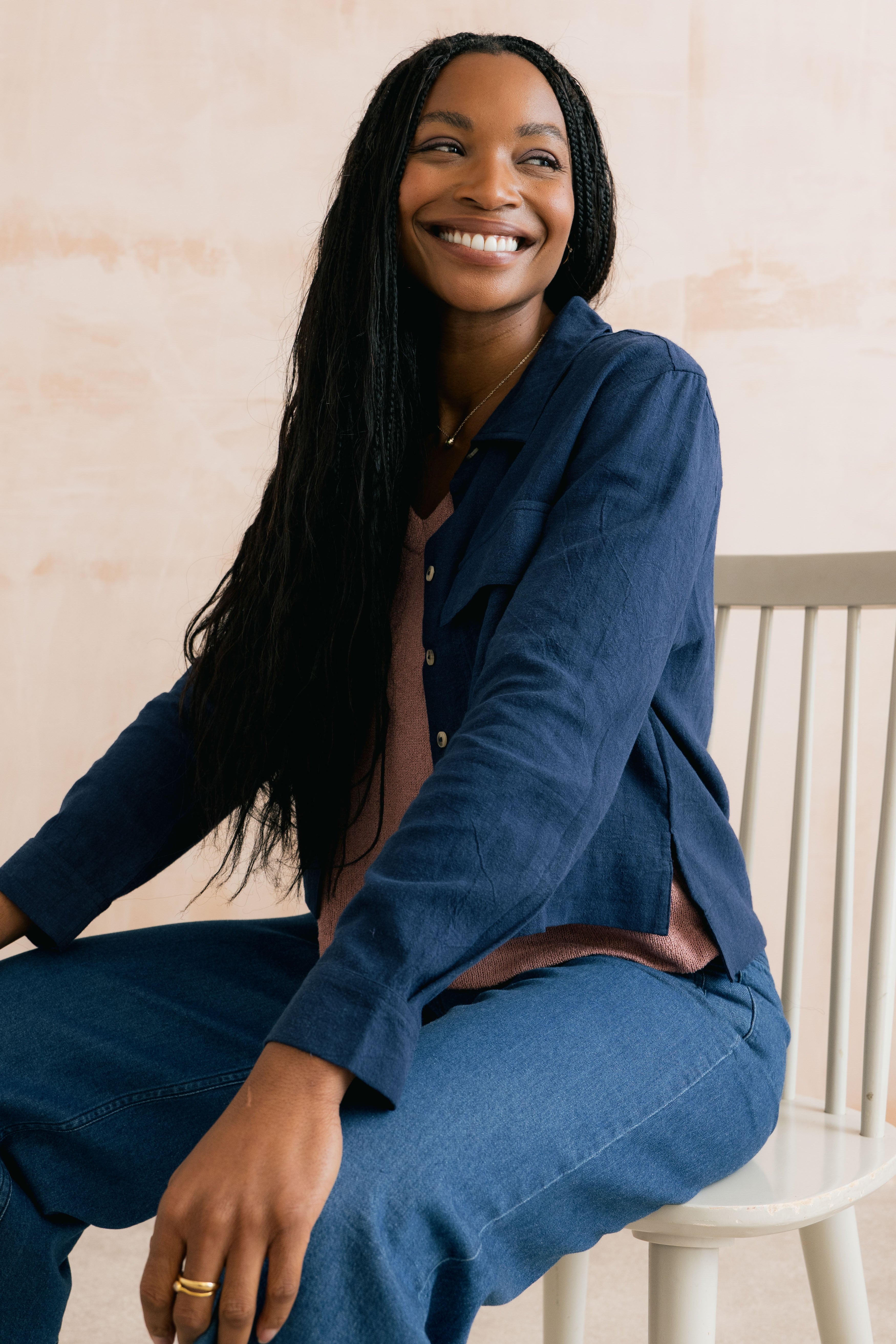 Grasslands Jacket Plain Linen Navy