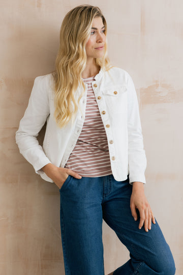 Seren Jacket Plain Twill White