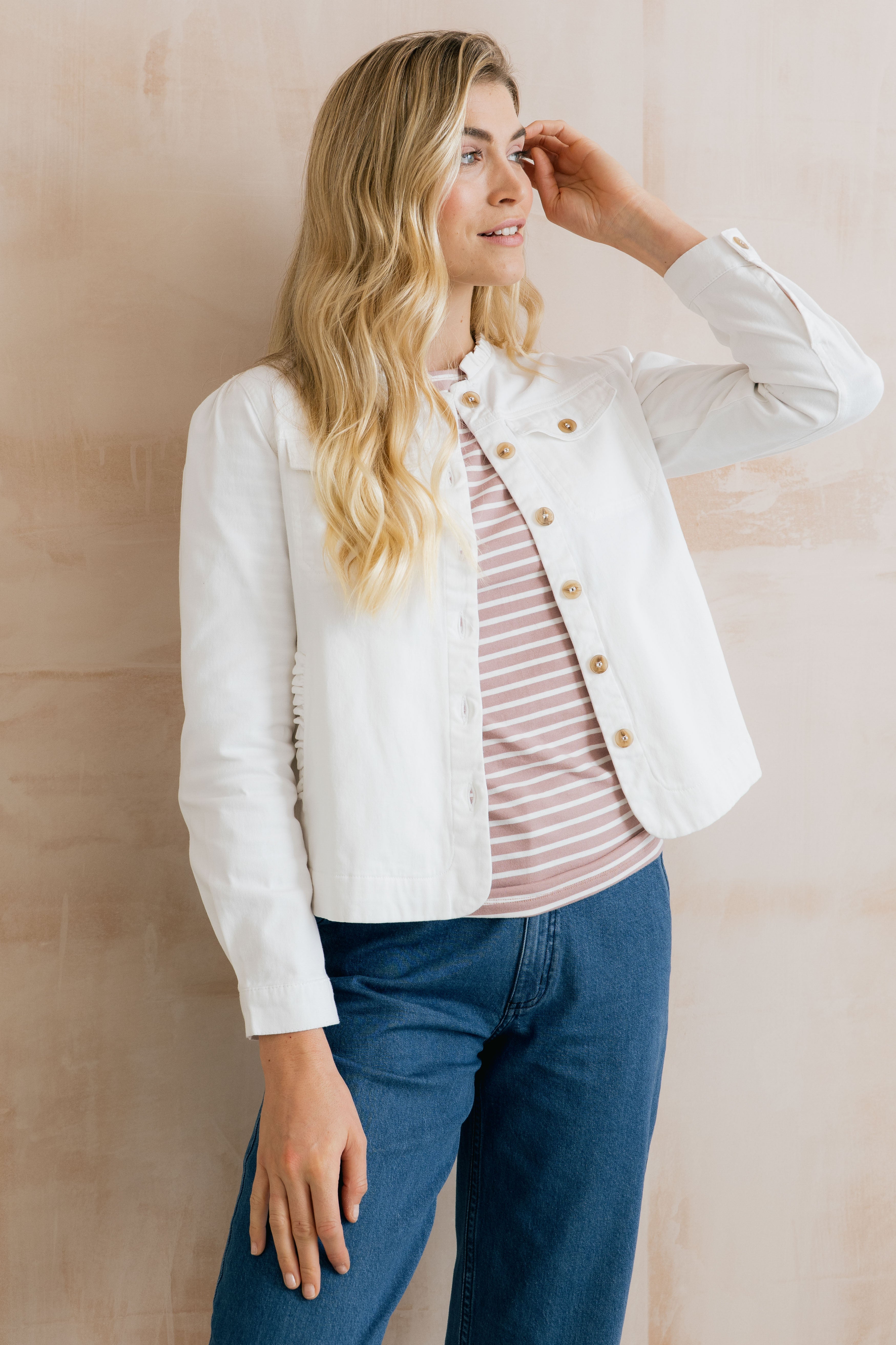 Seren Jacket Plain Twill White