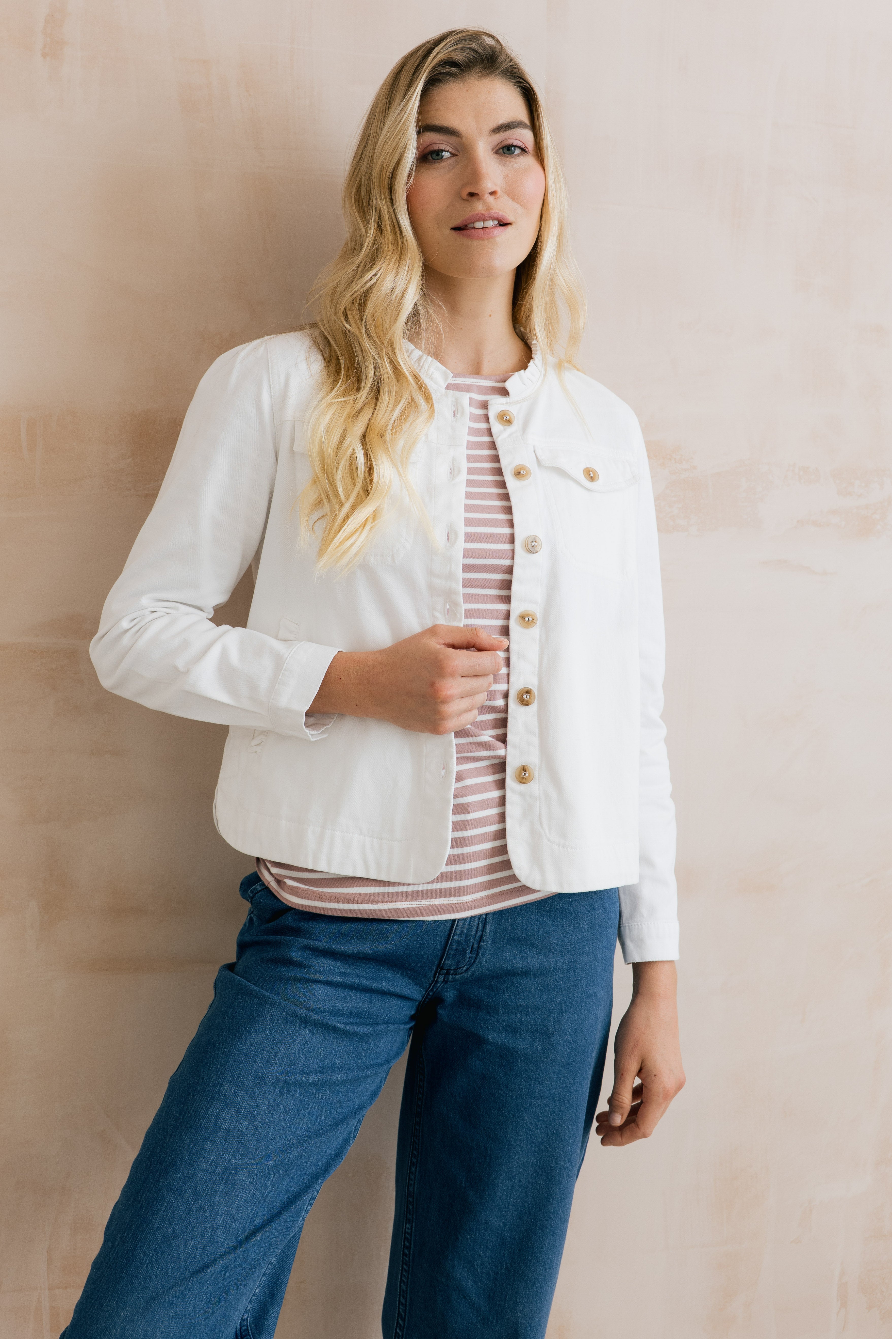 Seren Jacket Plain Twill White