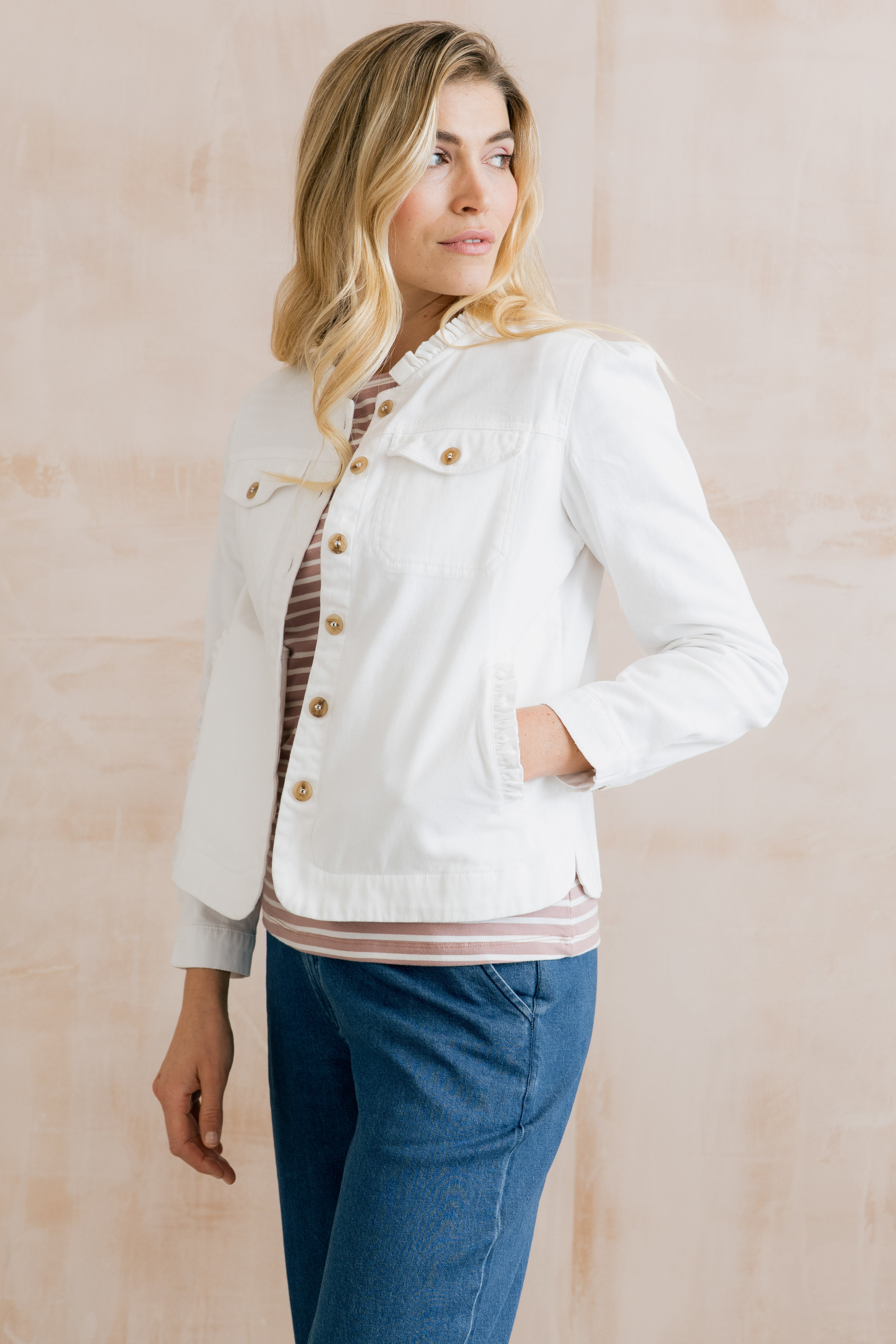 Seren Jacket Plain Twill White