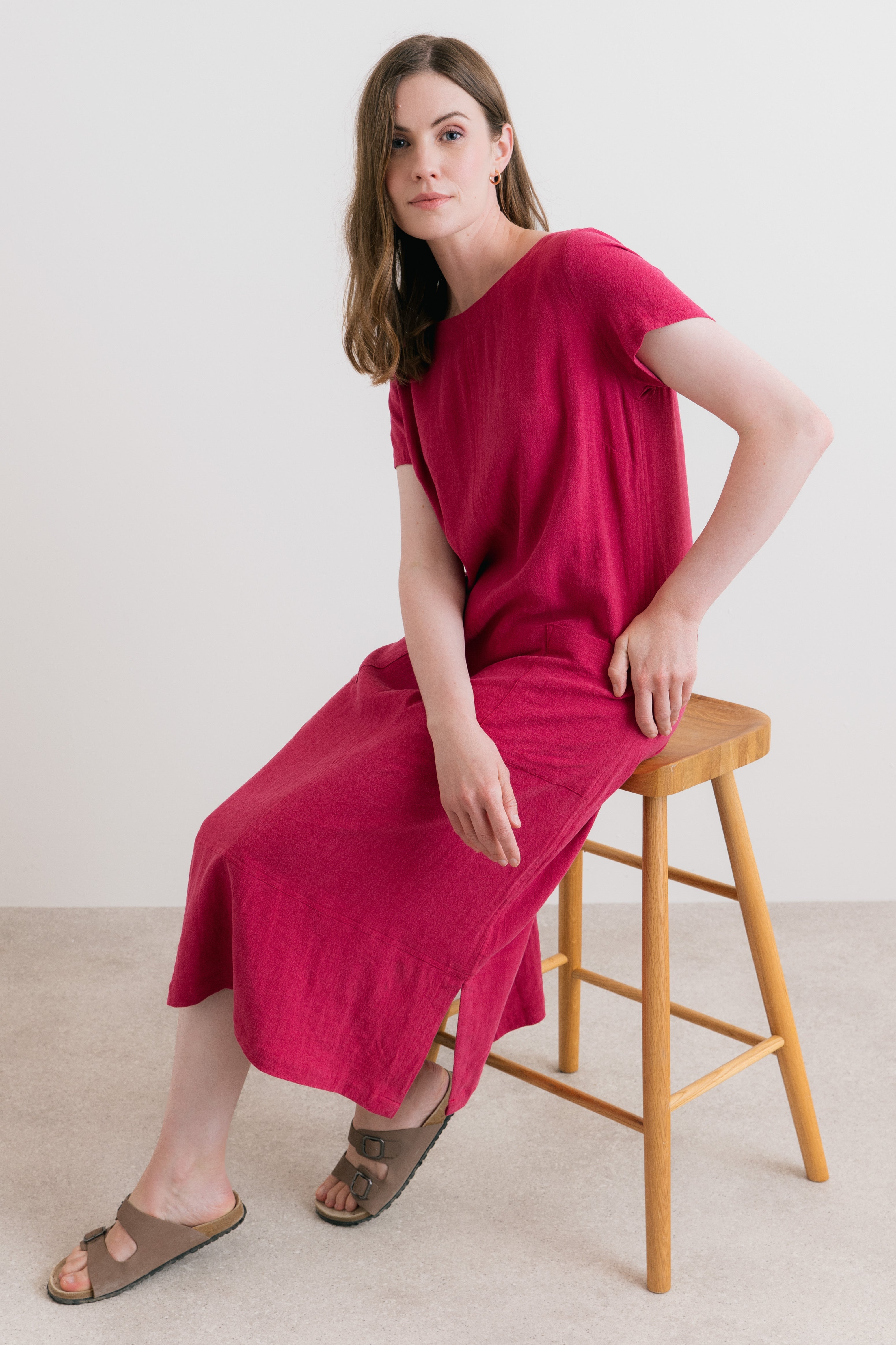 Summer Breeze Dress Plain Linen Boysenberry