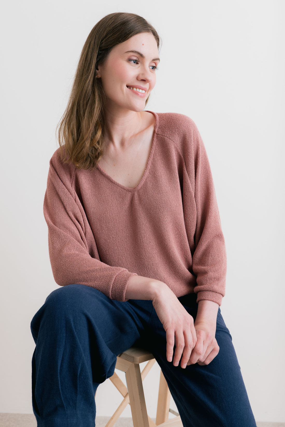 Rewilding Top Plain Knit Antique Pink