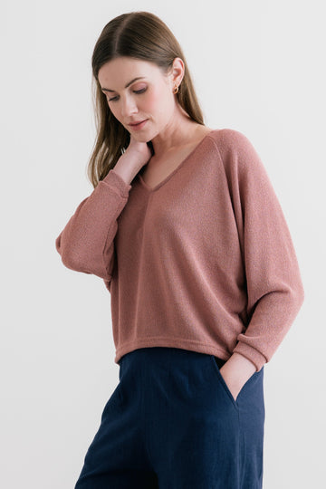 Rewilding Top Plain Knit Antique Pink