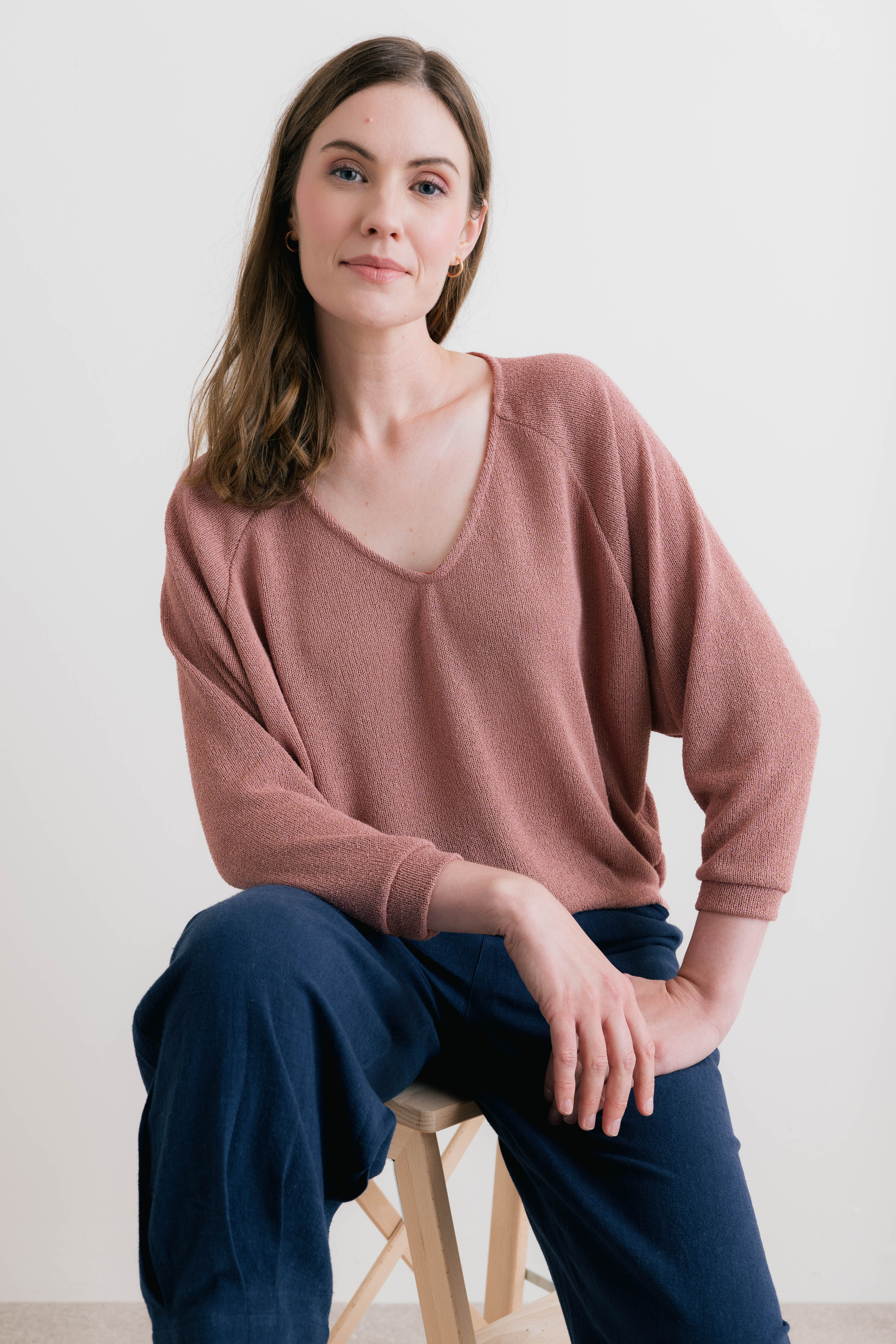 Rewilding Top Plain Knit Antique Pink