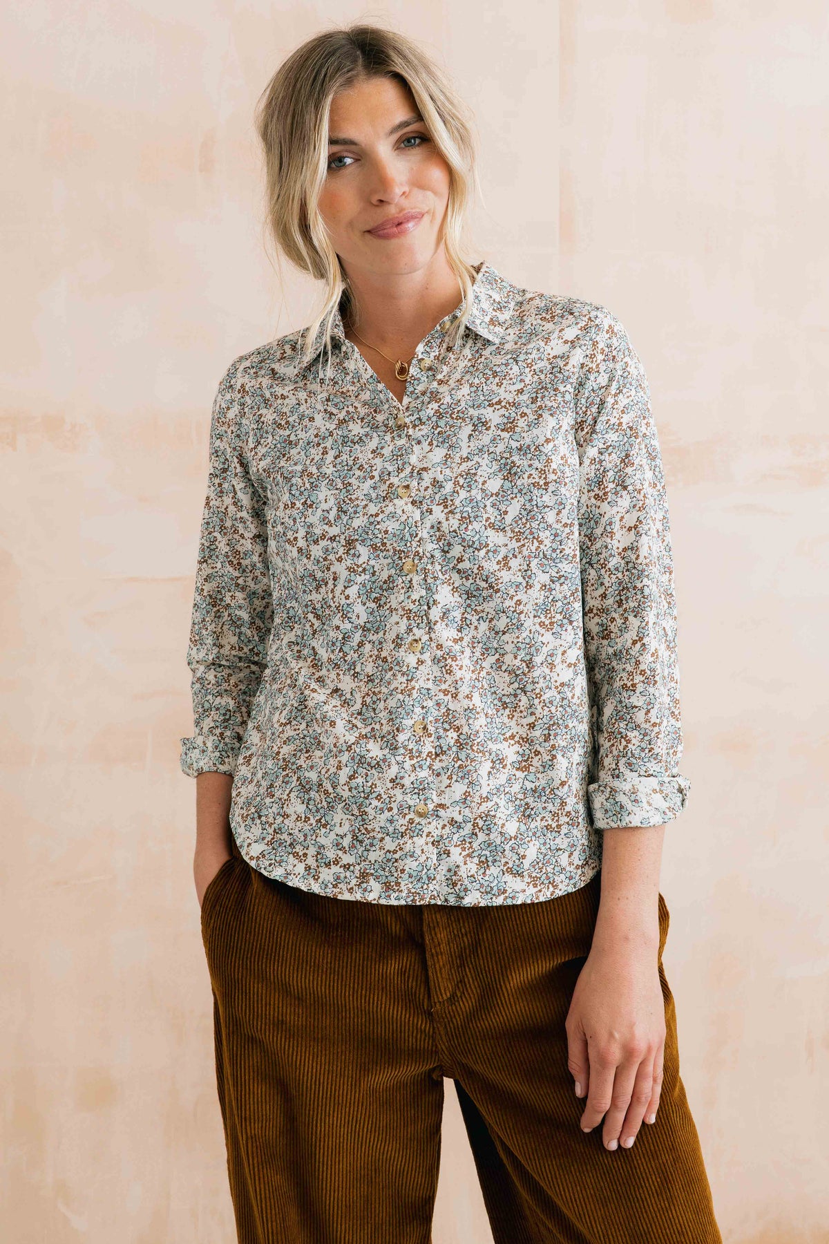 Patsy Organic Ditsy Shirt Powder Blue