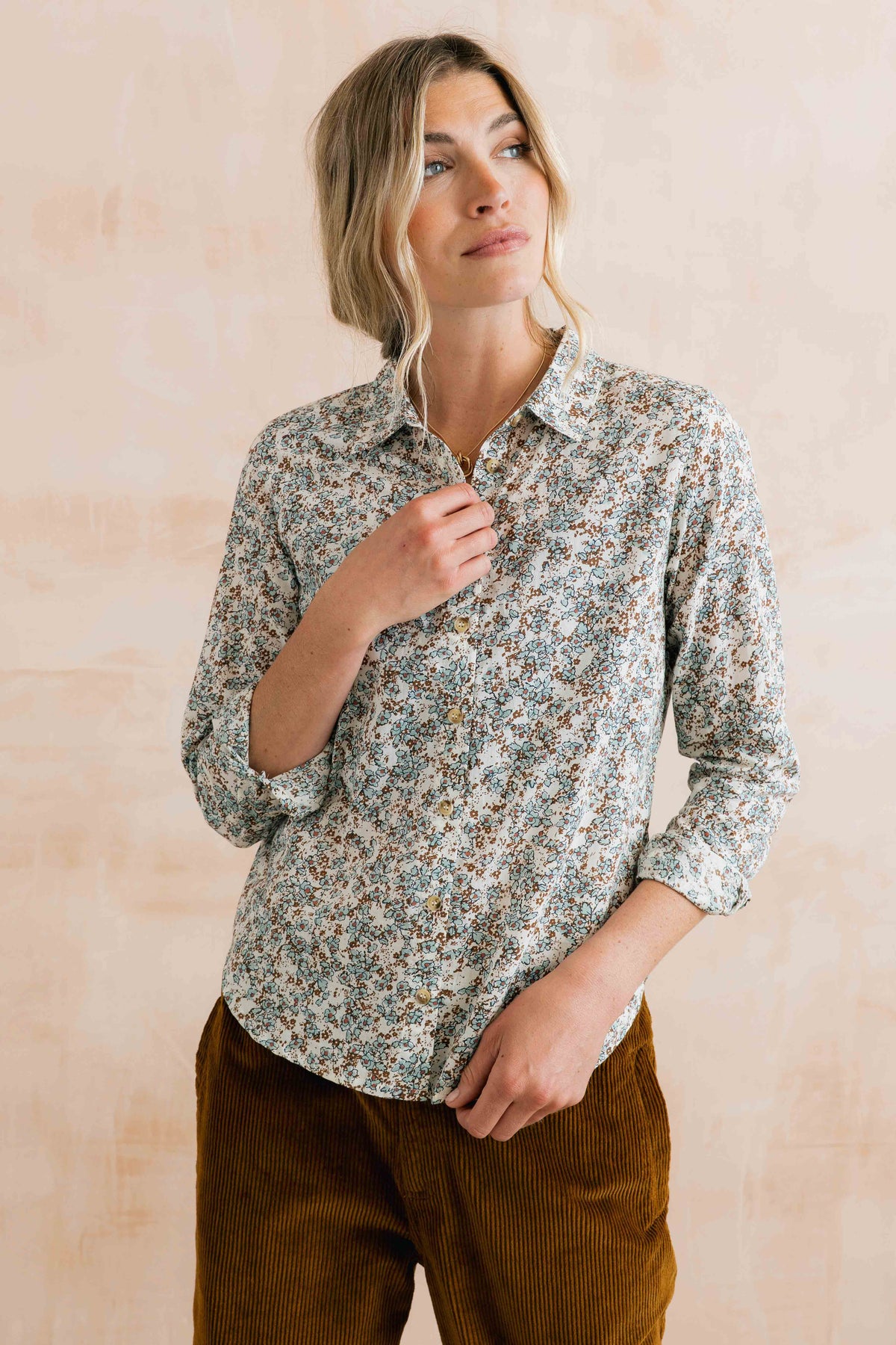 Patsy Organic Ditsy Shirt Powder Blue