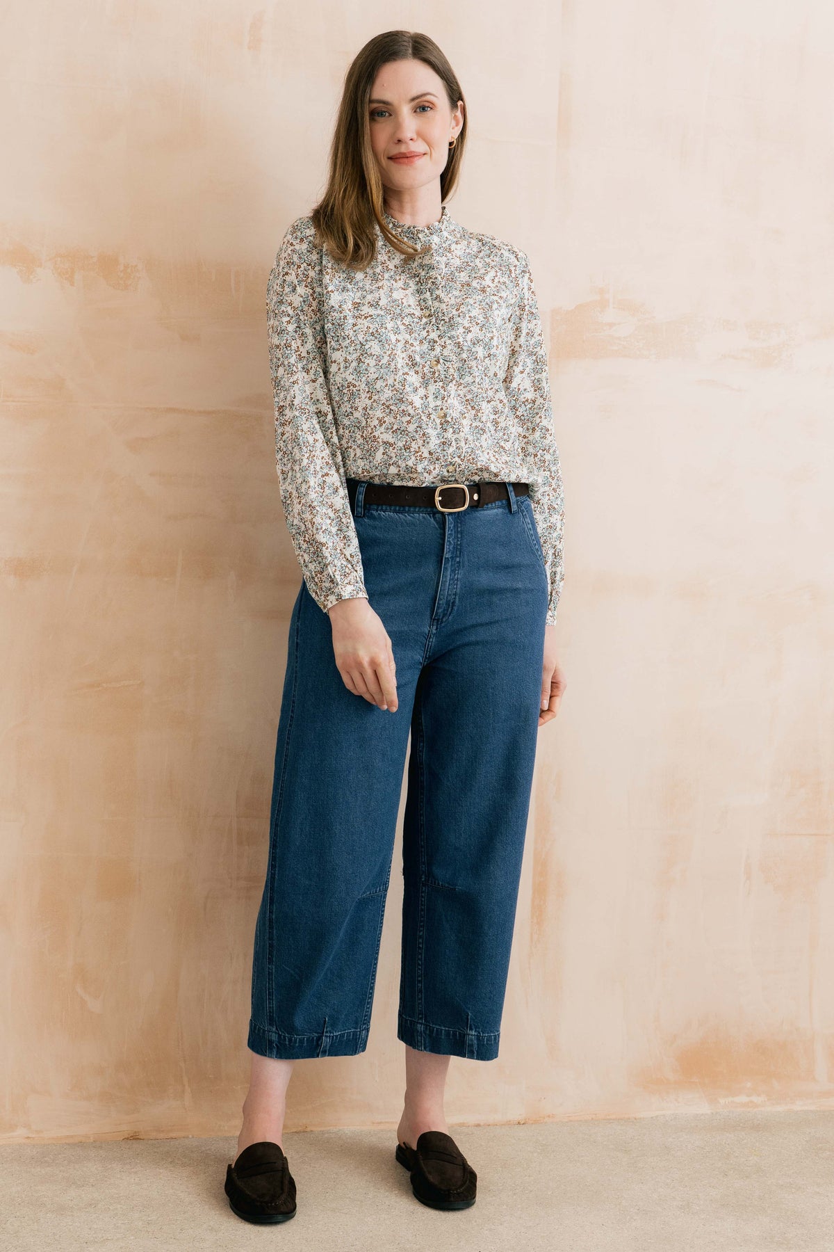 Rachel Organic Cotton Frill Blouse Powder Blue