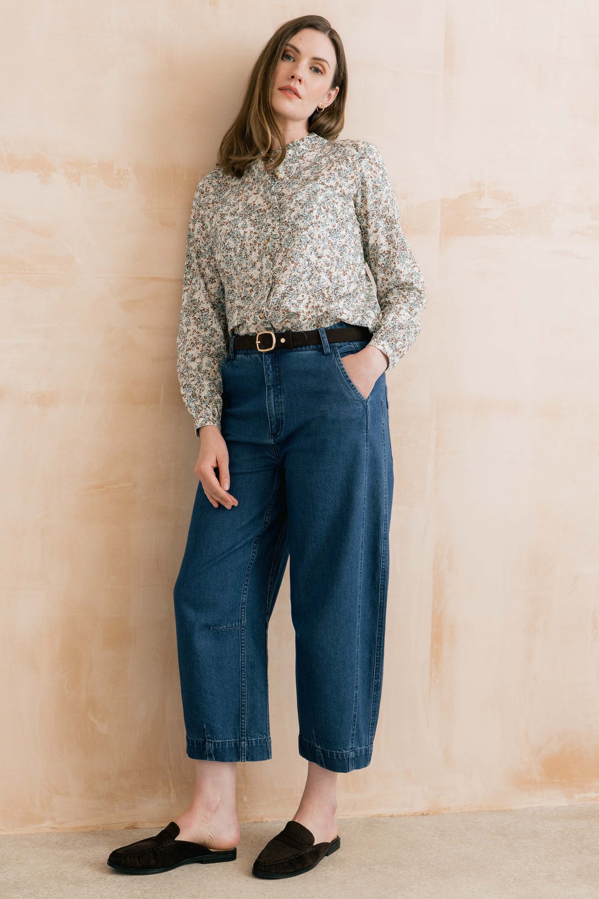 Rachel Organic Cotton Frill Blouse Powder Blue