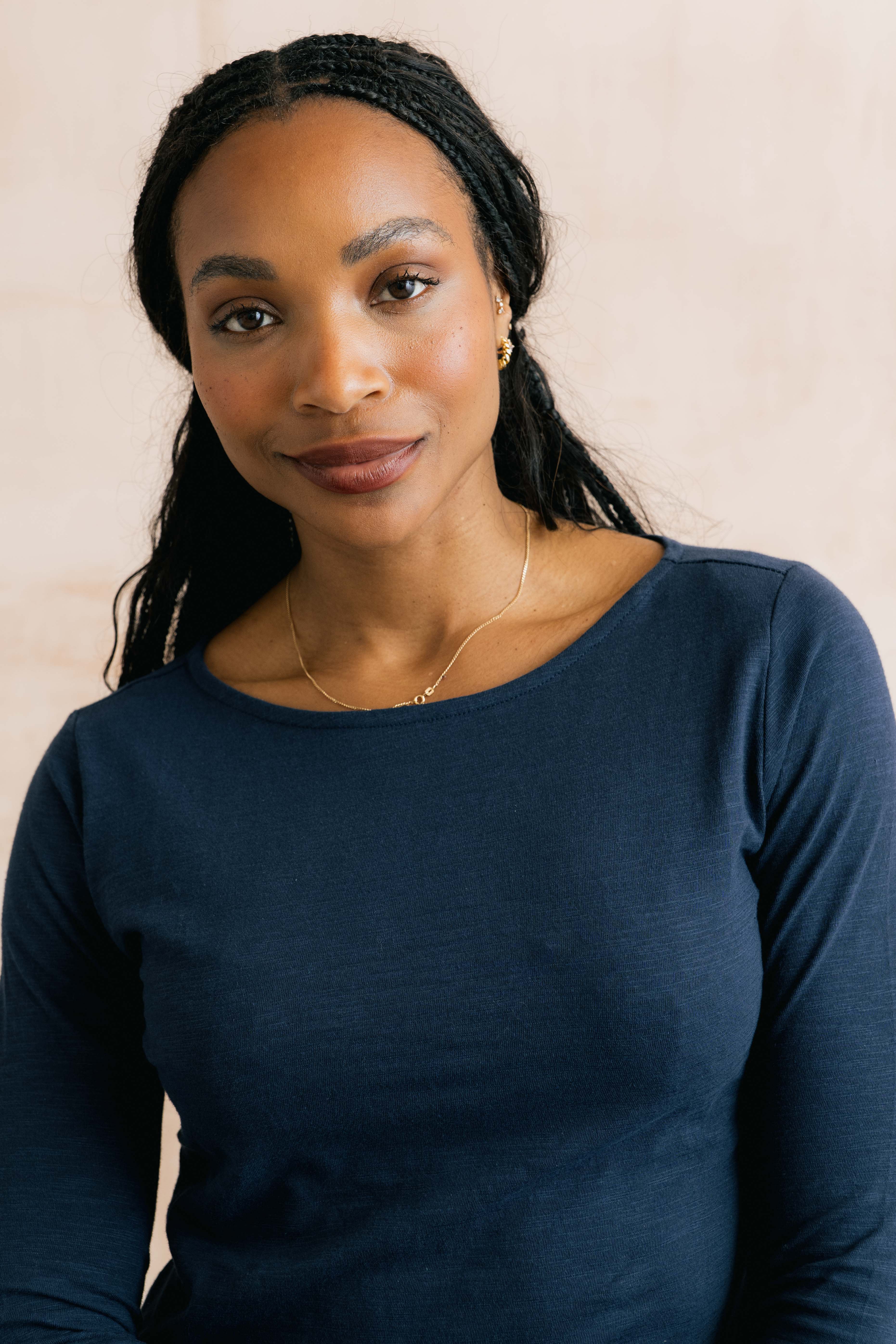 Monica Organic Cotton Jersey Top Navy