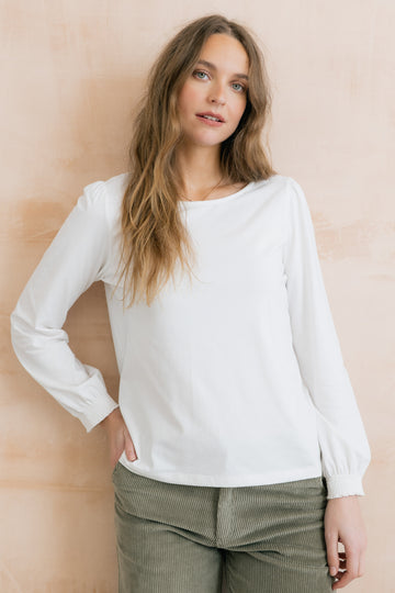 Caroline Organic Cotton Jersey Top White