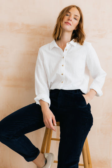 Ana Textured Organic Cotton Shirt White