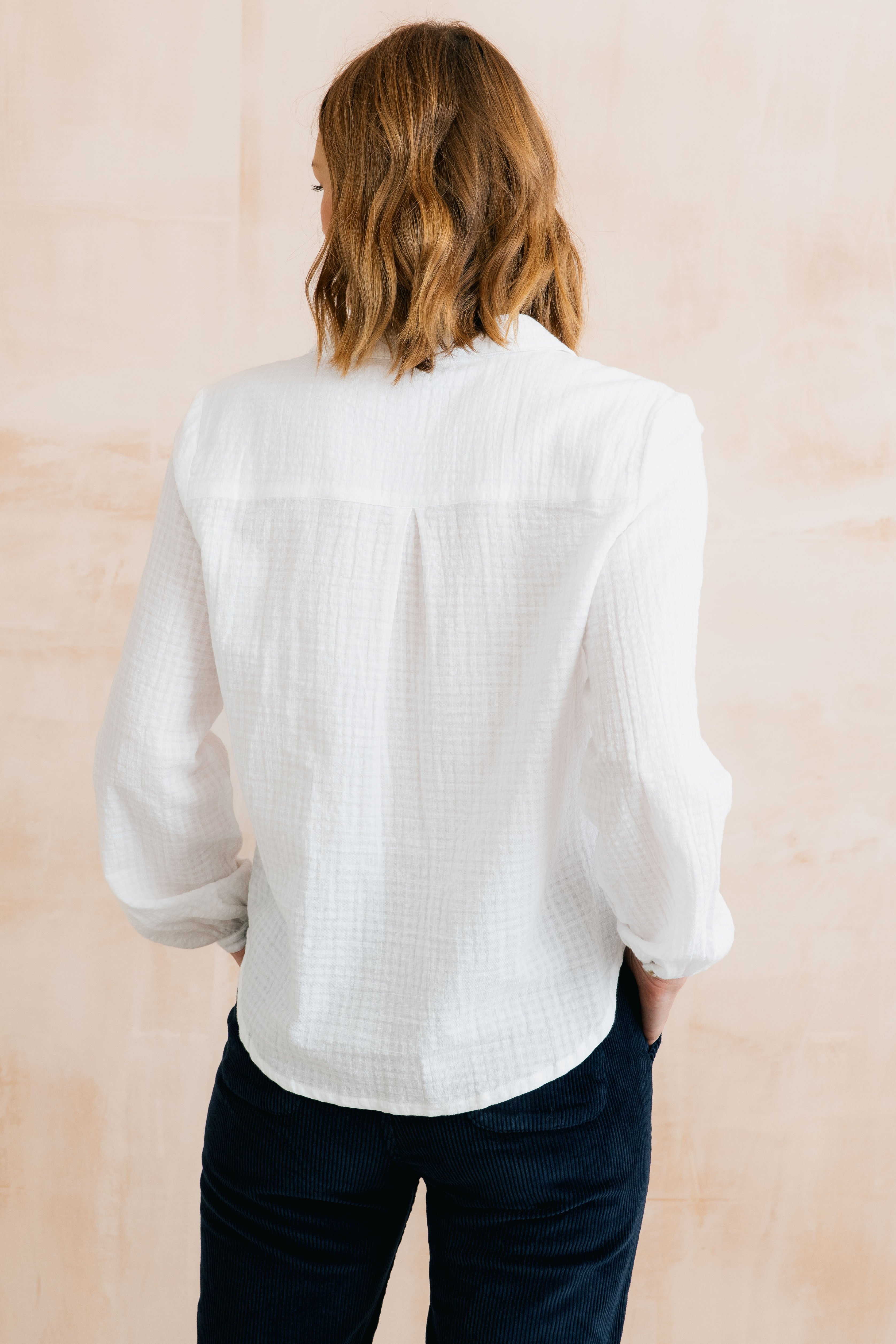 Ana Textured Organic Cotton Shirt White