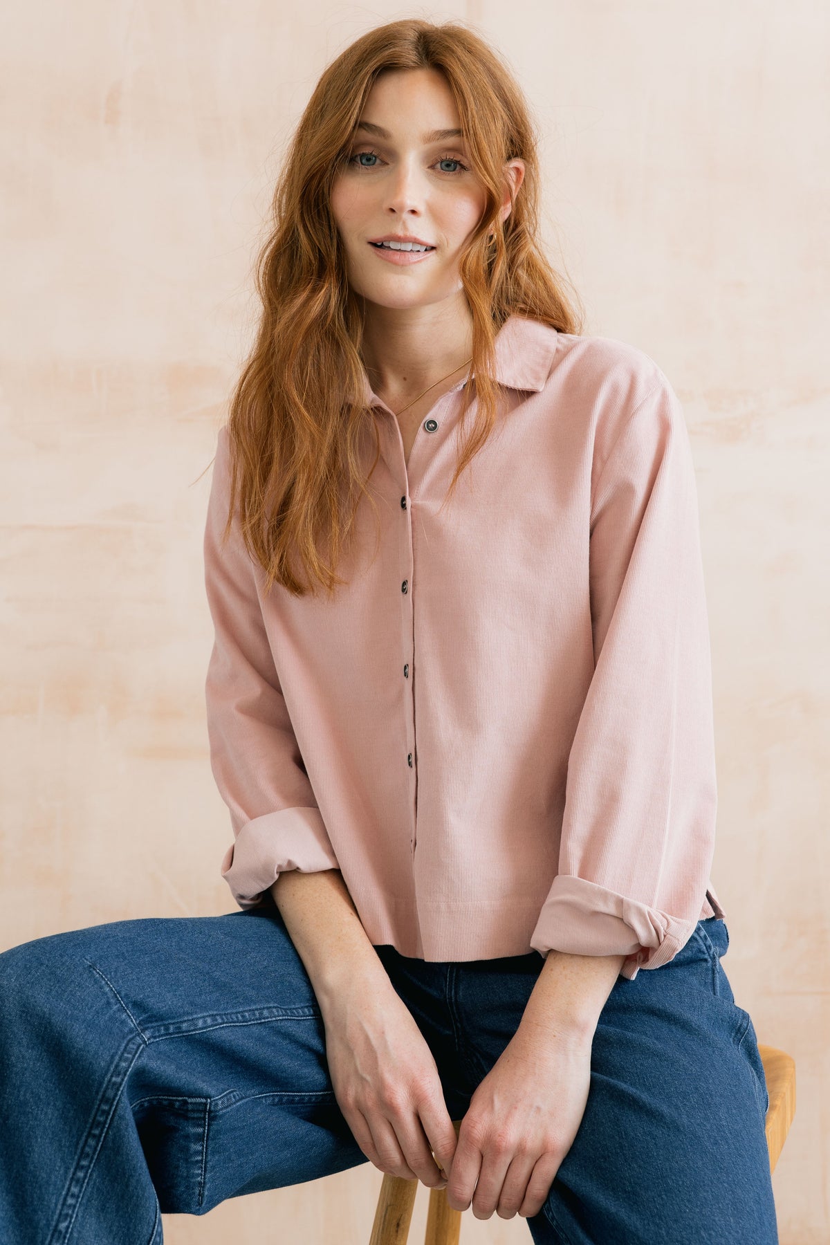 Bracken Organic Cotton Pincord Shirt Blush
