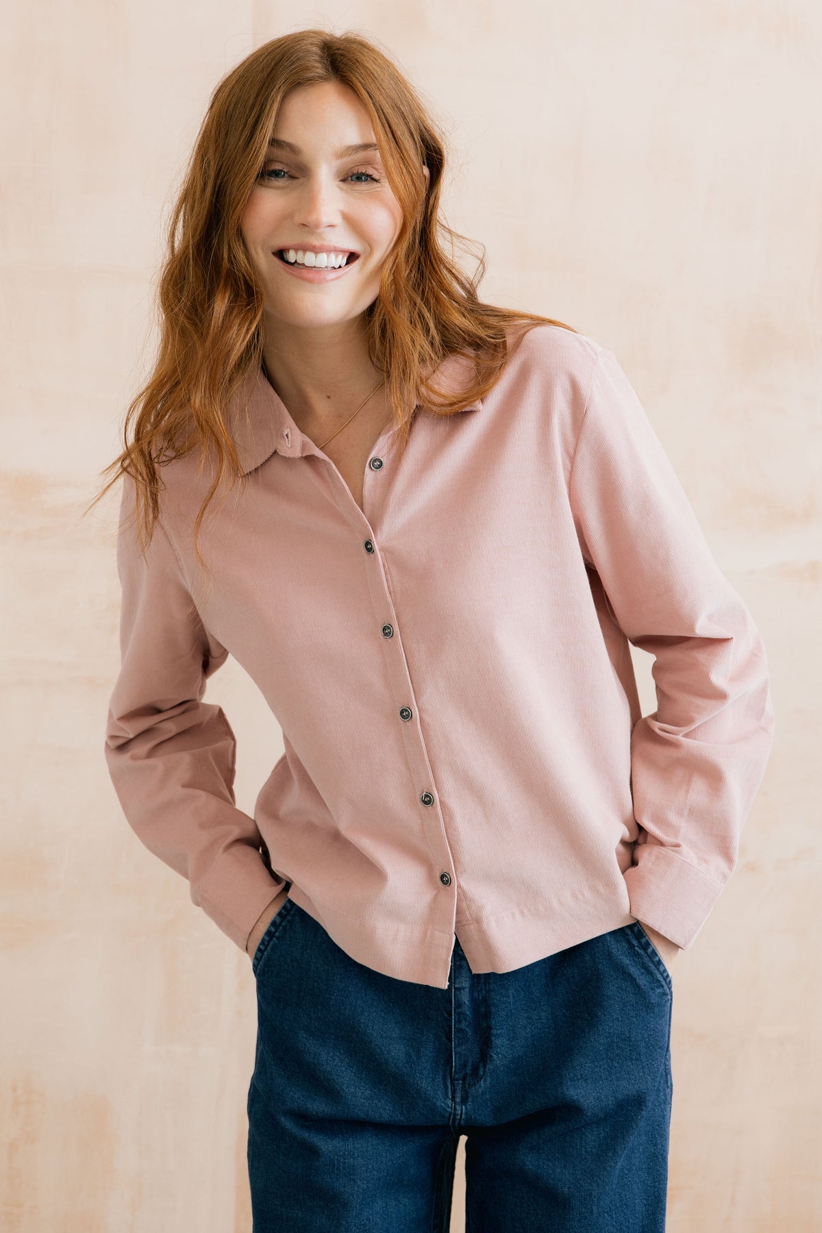 Bracken Organic Cotton Pincord Shirt Blush
