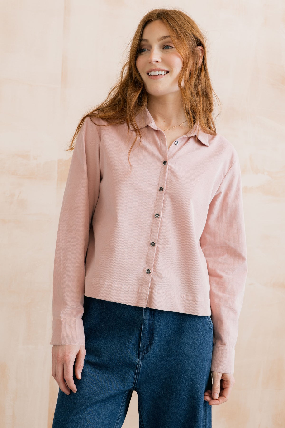 Bracken Organic Cotton Pincord Shirt Blush