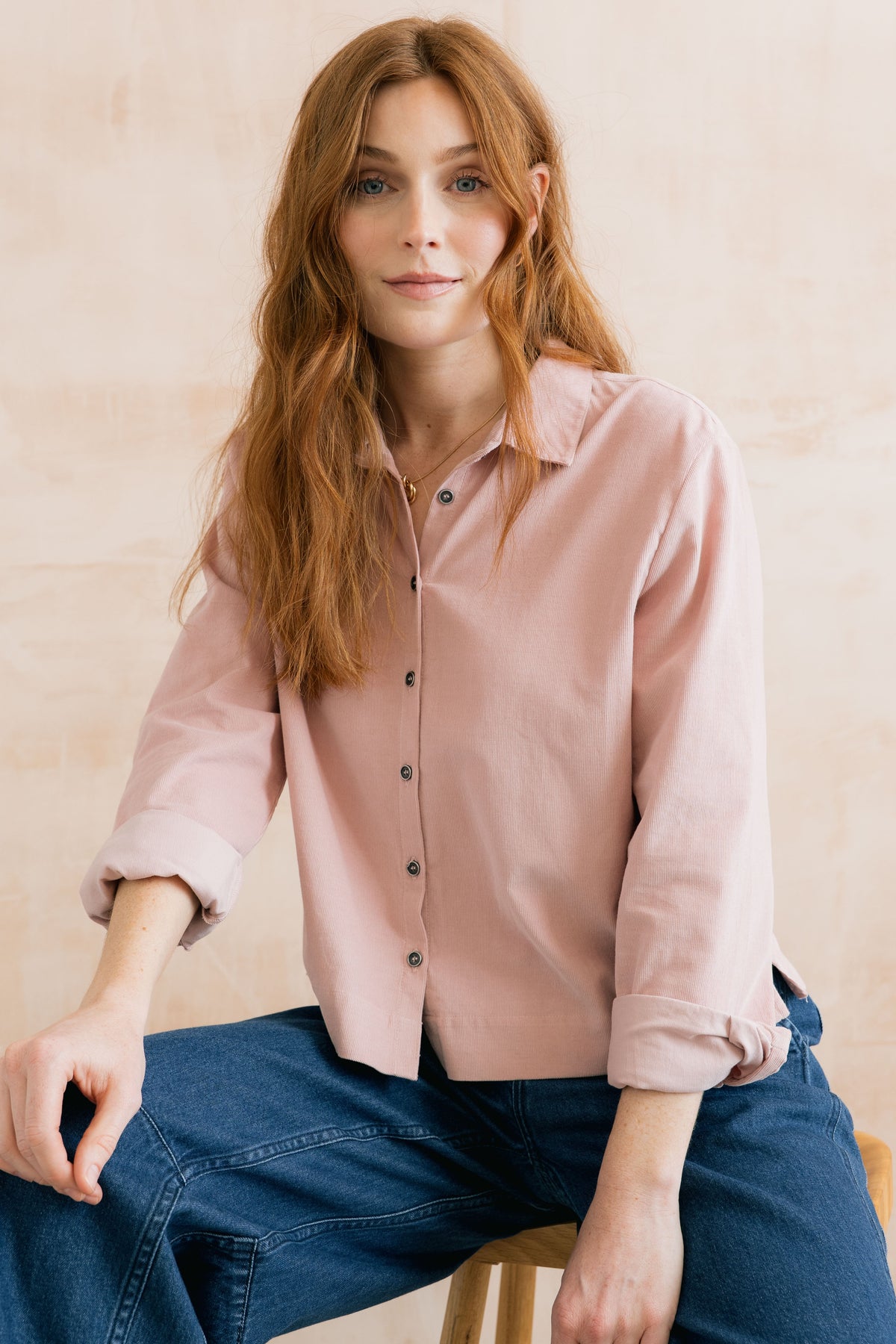 Bracken Organic Cotton Pincord Shirt Blush