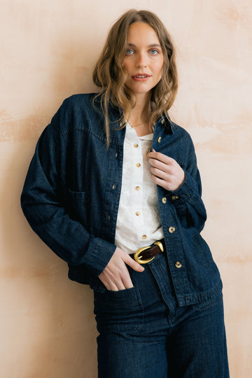 Olivia Denim Shirt Jacket Dark Wash