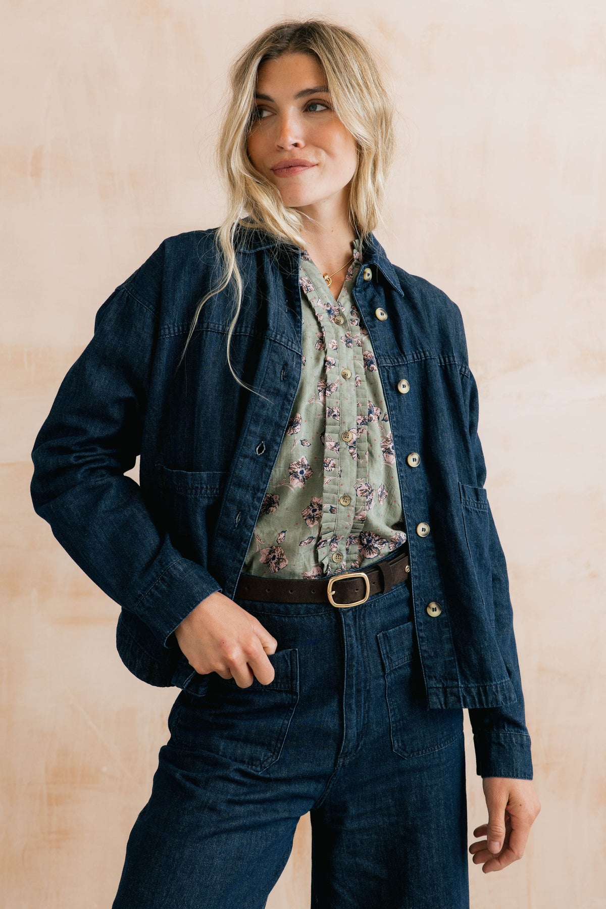 Olivia Denim Shirt Jacket Dark Wash